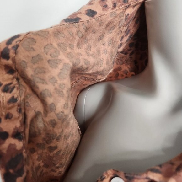 Aerie Leopard Print Button Down Pajama Long Sleeve Top Size M - Picture 9 of 11